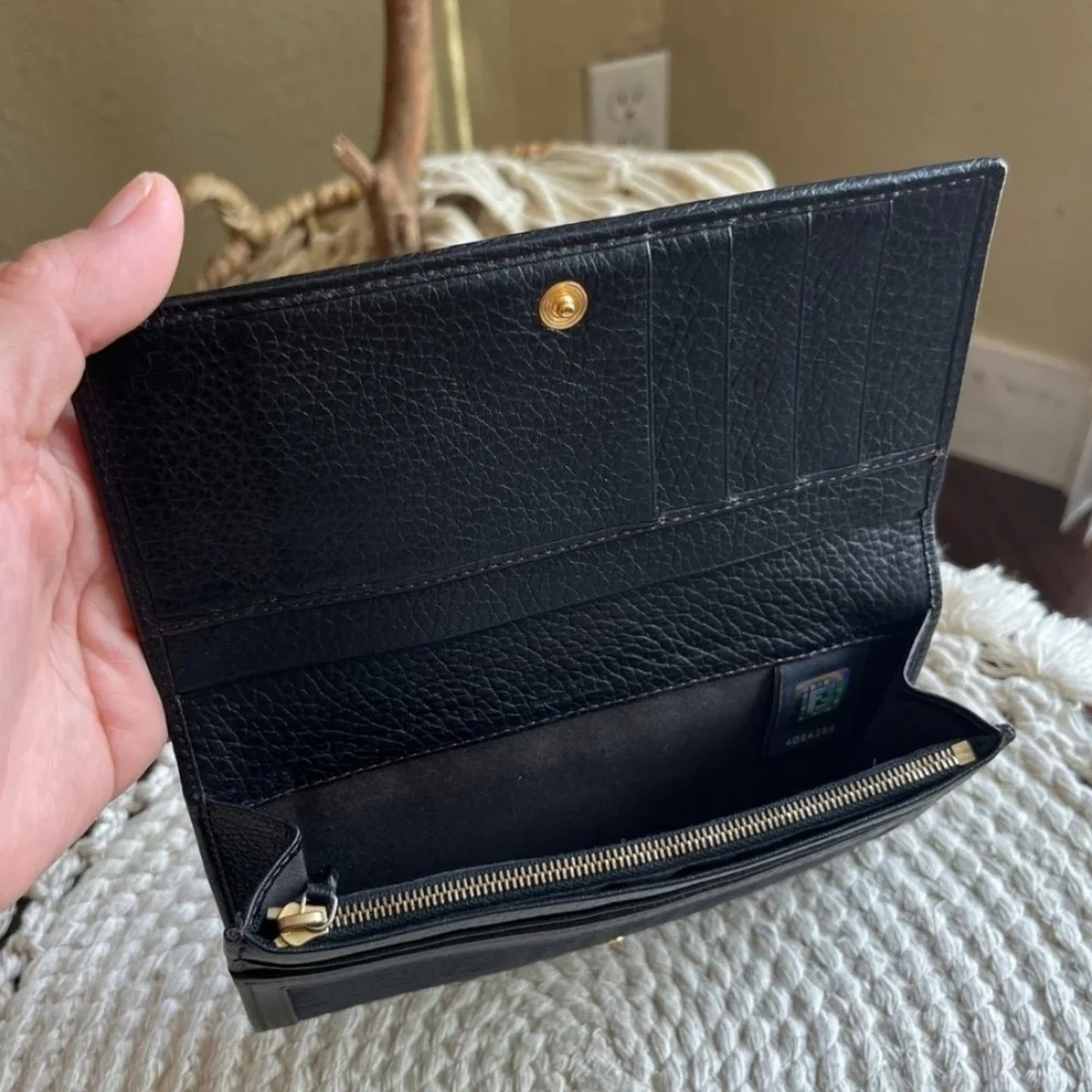 🖤▪️Fendi ▪️ Zucca Long black canvas and leather trimmed long Wallet ✨️